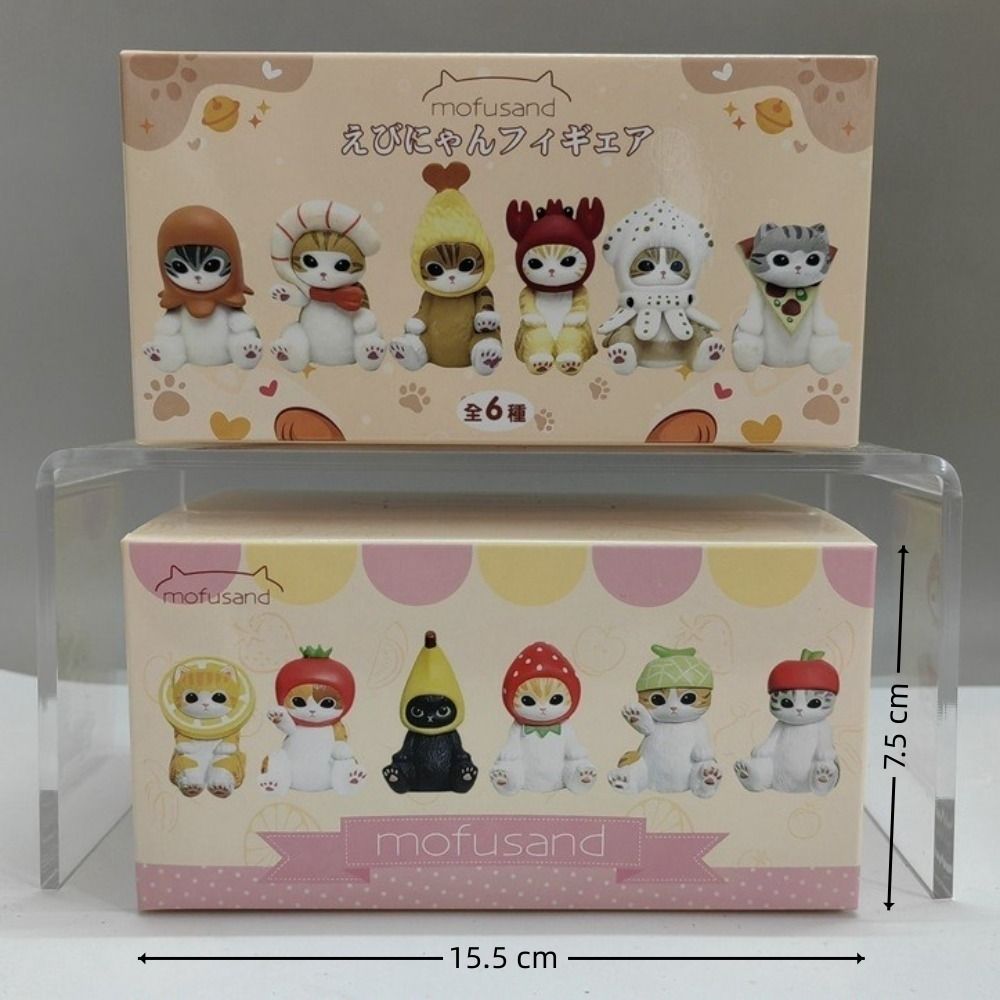 5pcs/6pcs PVC Cat Action Doll Cute Model Toys Kawaii Animal Headgear Doll Christmas Gifts