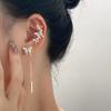 Romantic Rhinestone Butterfly Clip Earrings for Women Asymmetric Long Tassel Chain Elegant Earclip Accessories Fashion Jewelry