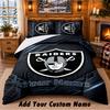 Постельное белье с узором Las Vegas Raiders, комплект из 3 предметов, с возможностью добавления имени, простыня и наволочки для домашней спальни