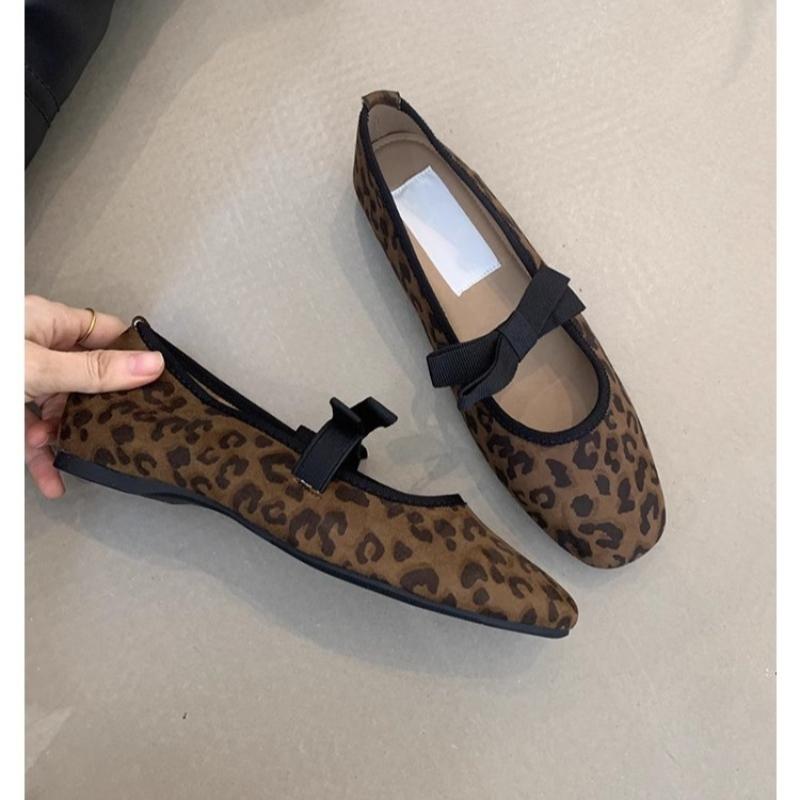 Mode Mary Jens Schuhe für Damen Frühling und Herbst Mode Ballerinas Neue lässige Leopardenmuster Sexy bequeme Einzelschuhe