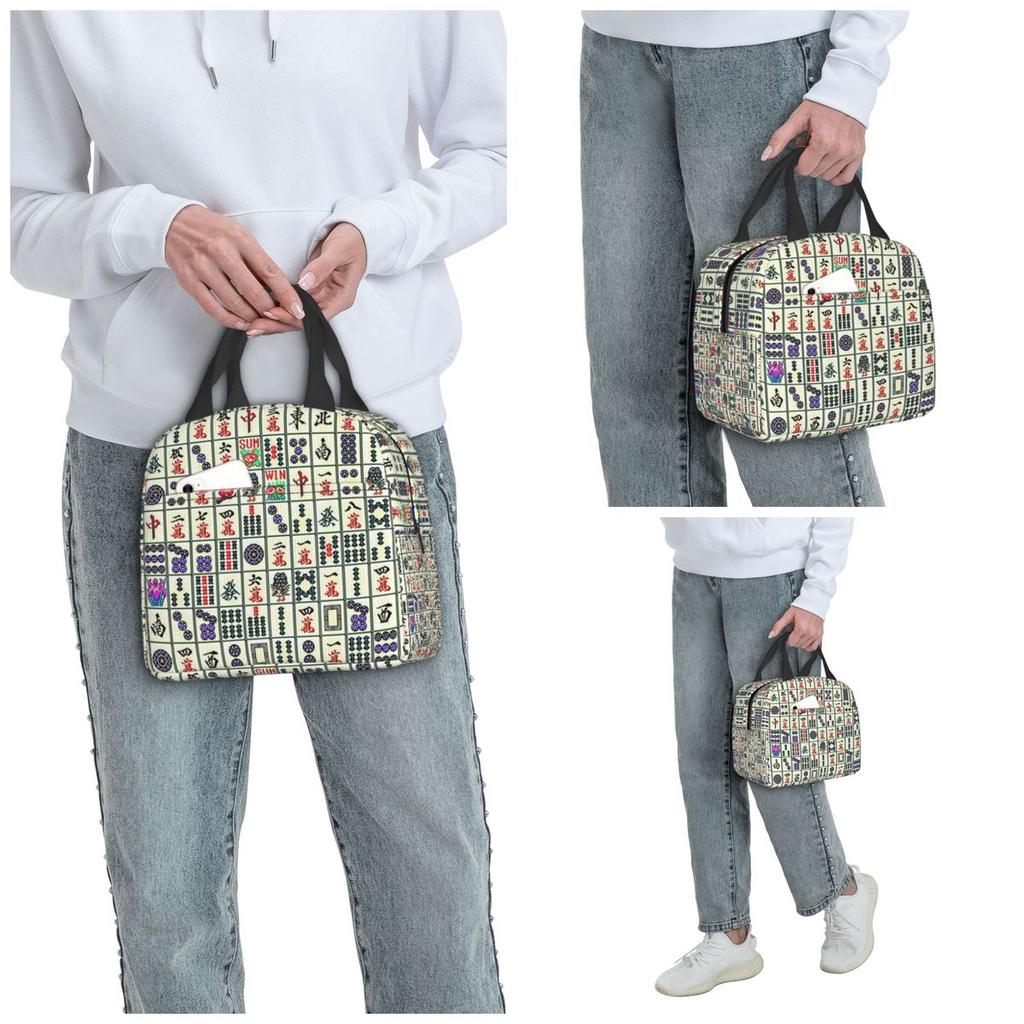 Mahjong Insulated Lunch Bag for Kids School Cooler Thermal Food Box Tote Leakproof Lunch Boxes Container