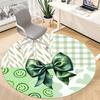 1pc Green Bow Office Round Rug, Carpet for Office, Gaming, Lightweight Round Floor Mat yy260205060