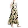 Vestido bohemio retro Mujer Floral Algodón Seda Sin mangas Chaleco informal Vestido Vestidos de verano para mujer