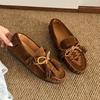 Retro brown flat bottom women's new autumn versatile loafer single shoes