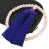 [Nenjudo] [Women's Natural Rose Quartz Prayer Beads with Purple Tassel and Pouch] Made In Japan. Handmade Buddhist Prayer Beads with Silk Tassel.