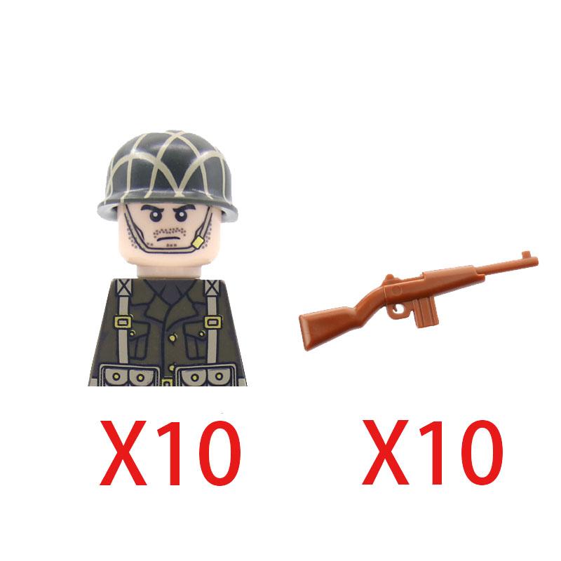 Military Soldier Building Block Figure British US Snow Camouflage Troop MP40 M1A1 Motorcycle Accessories Toys Gift Brick Z02