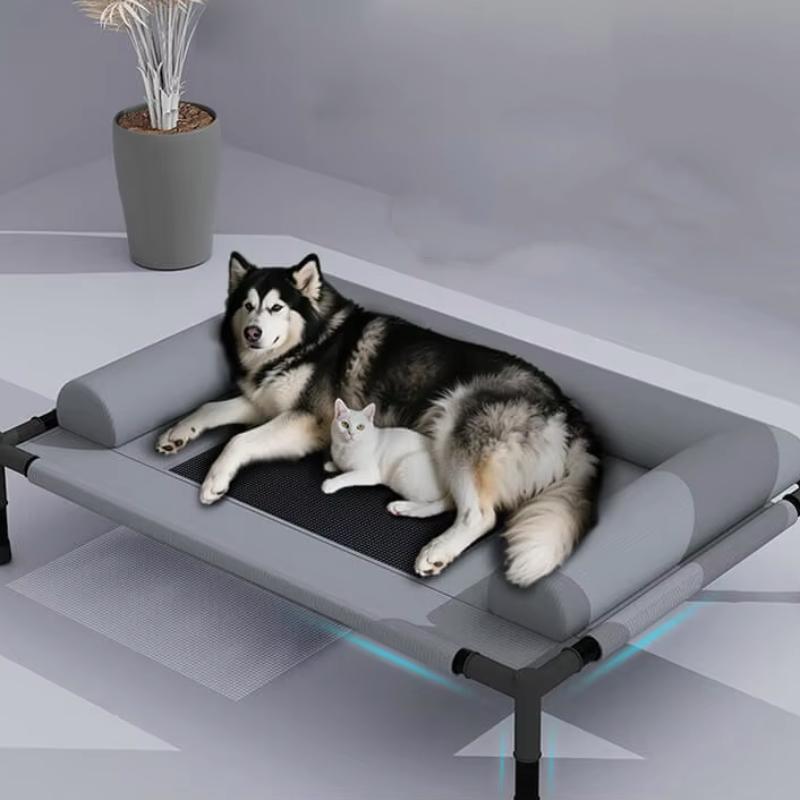 Cooling Dog Cot Bed Breathable Mesh Washable Pet Furniture with Pillow for Outdoor Indoor Camping Patio Sunbathing
