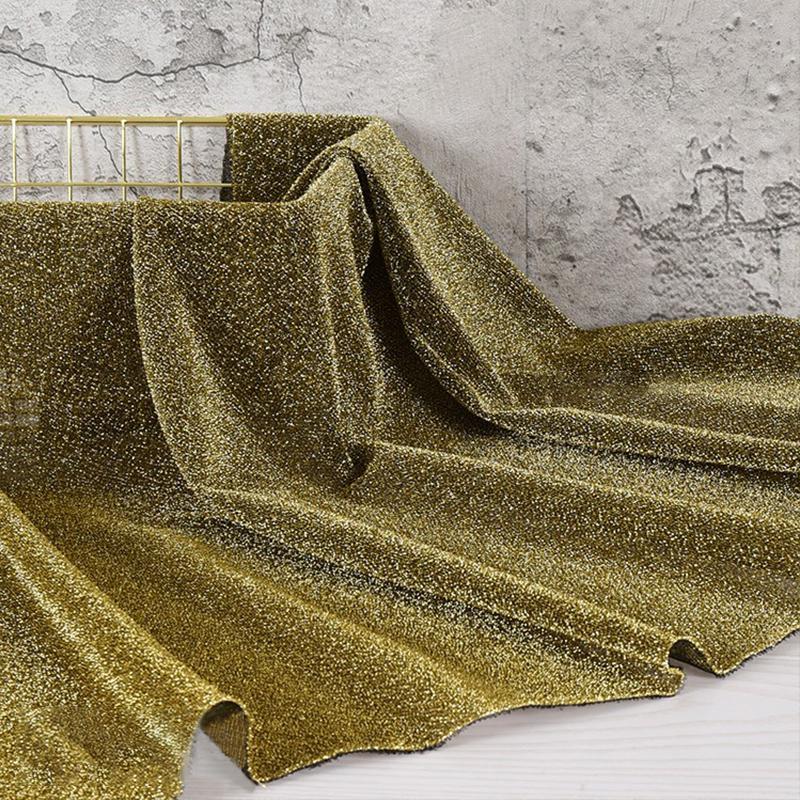 NEW Glitter Yarn Fabric Soft High Stretch Particles Starry Bright Cloth For Colorful Stage Costume Wedding Decor Textiles Fabric
