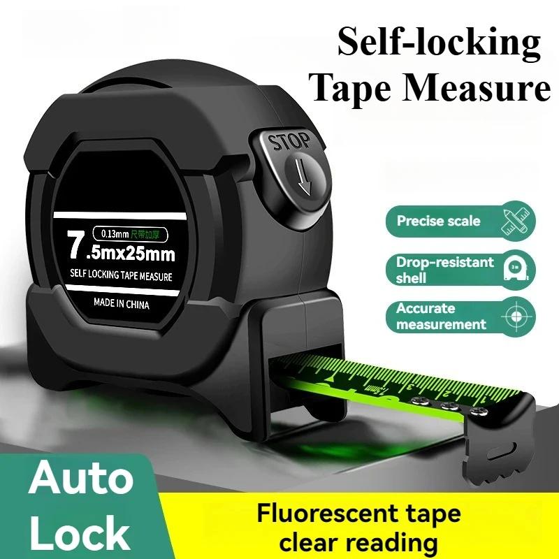 5/7.5/10M Metric Measuring Tape Self Locking Fluorescent Steel Tape Measure High Precision Wear-resistant Ruler Measuring Tools
