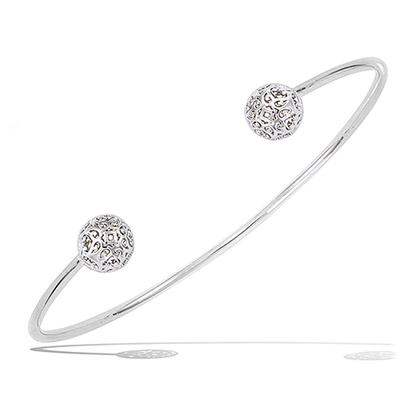 [Q1067] - 'Thai' Silver Bracelet (rhodium-plated) - 55x45 Mm 8 Mm