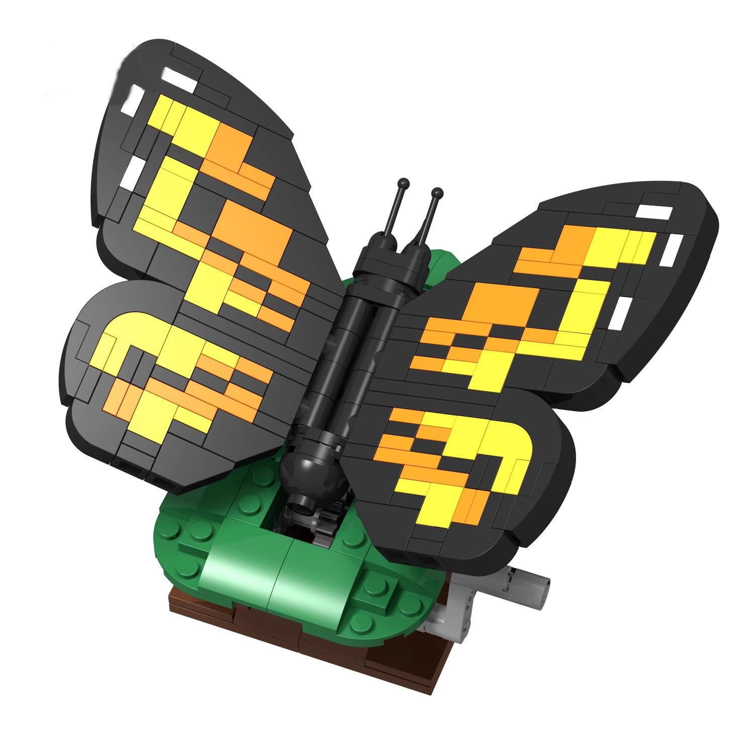 Wucifang Bags Unisex Kids Moc Butterfly Building Blocks With Flapping Wings Hand Cranked Movable Assemble Childrens Toys