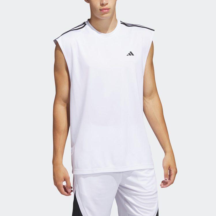 adidas Tanktops Herren Weiß Rundhalsausschnitt Moderate Gerade Passform IC2468