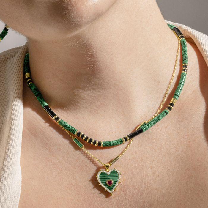 Collier - Luxenter - Ilmina - Argent 925 - Malachite - Or 18k
