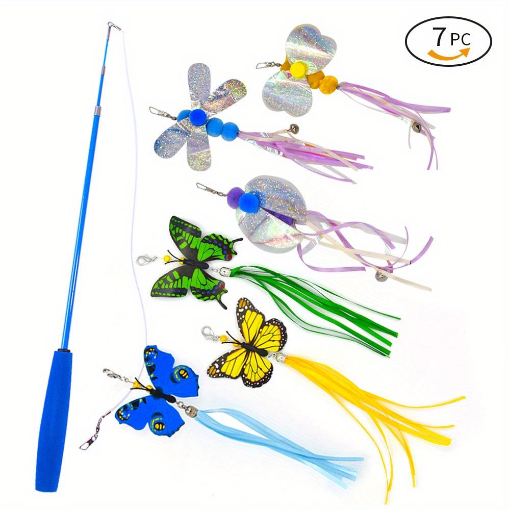 

7 Pack Interactive Cat Toy Funny Simulation Feather with Bell Cat Stick Toy for Kitten Playing Teaser Wand Toy Pet Cats Supplies