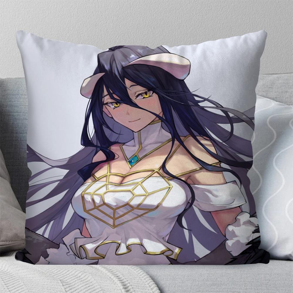 Anime OVERLORD Albedo Pillow Case Square Pillow Bedroom Sofa Leisure Comfort Cushion Car Living Room Home Decoration 40X40