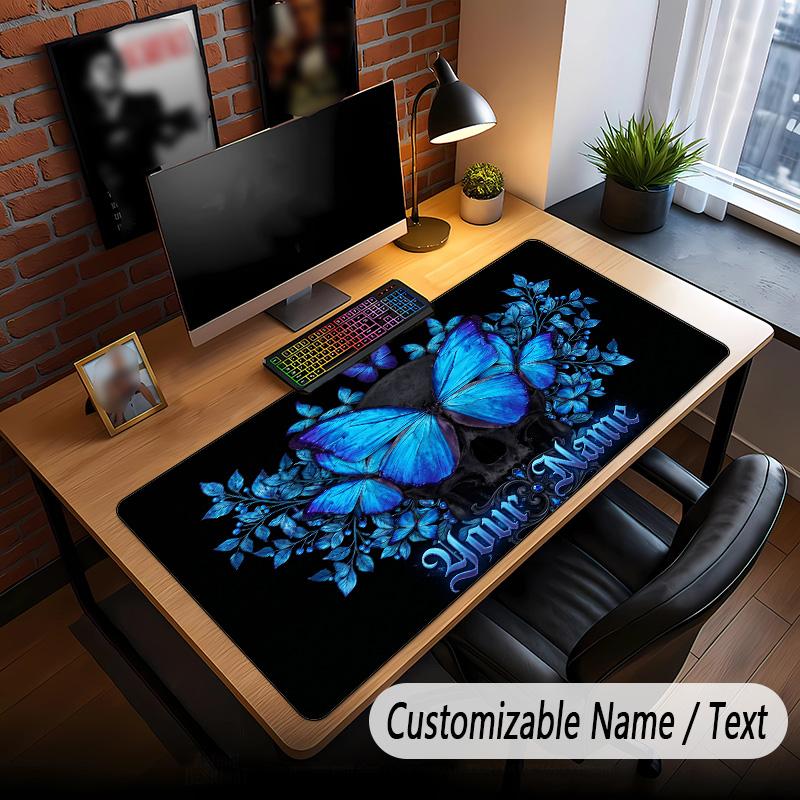 Skull Gothic Theme Custom Mouse Pad Personalized With Name Text Customized Desk Mat For Office Home Decor