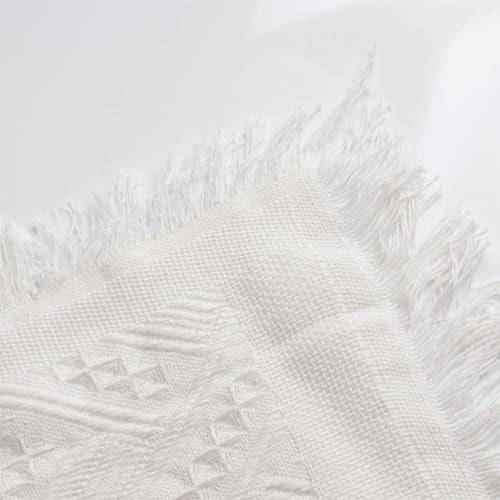 White Knitted Tablecloth, Small Knitted Tablecloth with Tassels, Bedside Tablecloth, Single Sofa Cover, Tablecloth for Small Coffee Table (90*90cm)