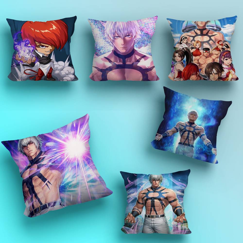 K-King Of F-Fighters cool Pillow Case Square Double-Sided Printing Short Plush Sofa Cushion Cover Bedroom Bedside Pillow