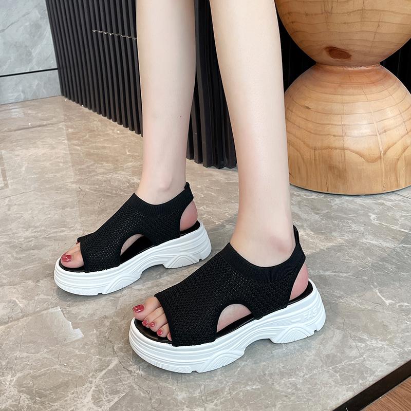 Large Size Summer Wedges Sandals Side Hollow Breathable Comfy Ladies Shoes Peep Toe Sexy Platform Footwear Zapatillas Mujer