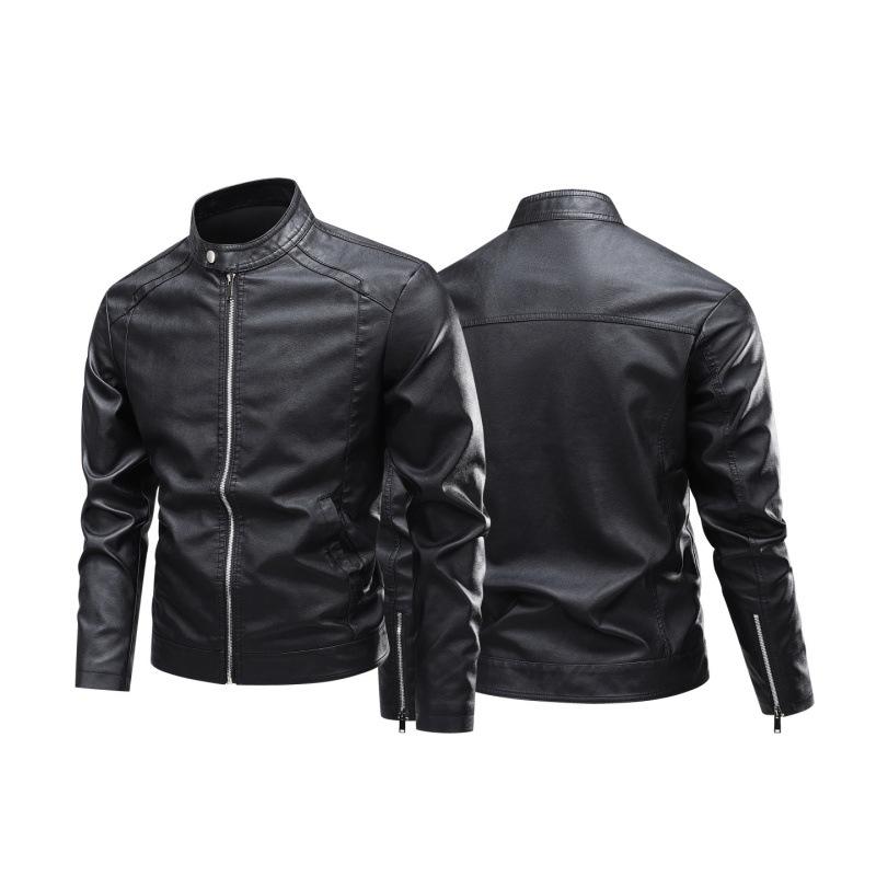 New Men's Stand-up Collar PU Leather Fashion Slim Casual Men's Jacket Youth Motorcycle Jacket Men In Autumn and Winter.