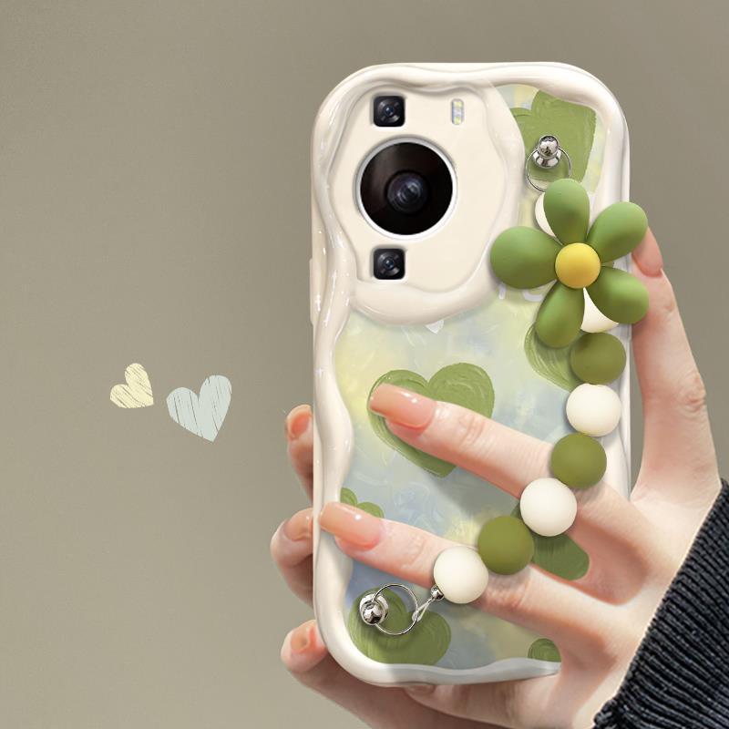 Suitable for Huawei P60 Mobile Phone Case Honor 90/70 Green Love Chain Mate50pro All-inclusive Soft Shell Nova9