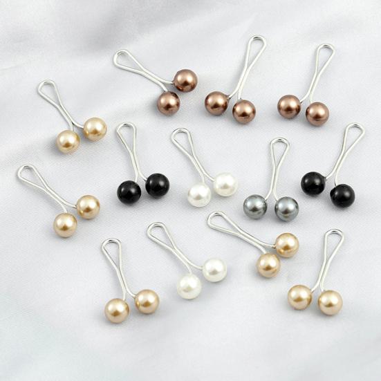 12Pcs Scarf Brooch Pins Vibrant Color Faux Pearl Design Smooth Surface Reusable Unique Shape Decorative Alloy Women Fashion Scarf