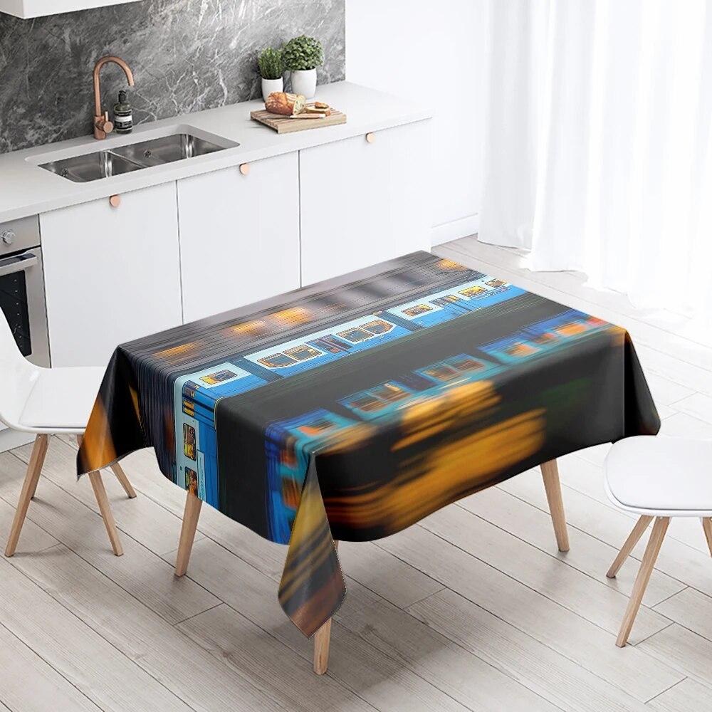 Winter House View Tablecloth Natural  Anti-Stain Waterproof Rectangular  Kitchen Table Home Decor