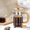 350/600ml French Press Coffee Maker,Durable Bamboo Lid Handle Coffee Pot With Filter System,Heat Resistant BPA-Free Glass Teapot