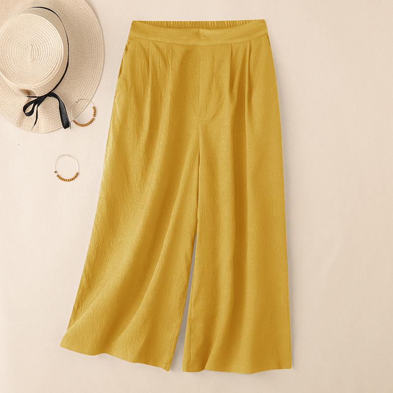 ZANZEA Women Casual Elastic Waist Loose Summer Capris Pants