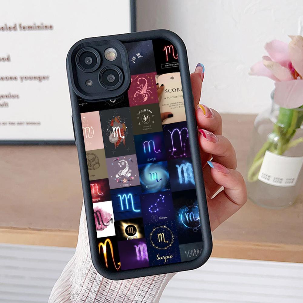 

Zodiac Sign Scorpio Phone Case for iPhone 17 16 15 14 13 12 11 Air Pro Max Plus Black Soft TPU Shockproof Cover iPhone 13 Pro