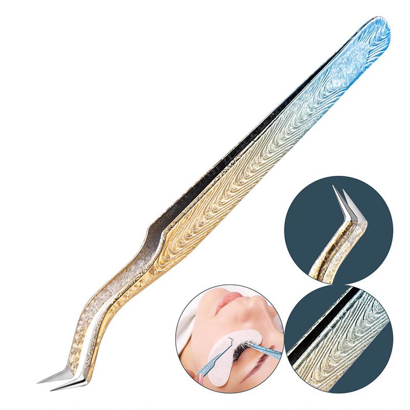 Eyelash Tweezers Ice Flower Anti-Static 3D Accurate Eyebrow Grafting False Lashes Extension Supplies Makeup Tweezer Tools