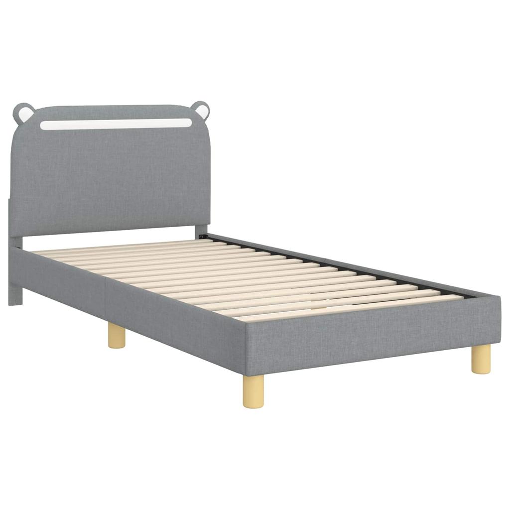 Kids Bed Frame with Headboard Light Grey 90 x 200 cm Fabric