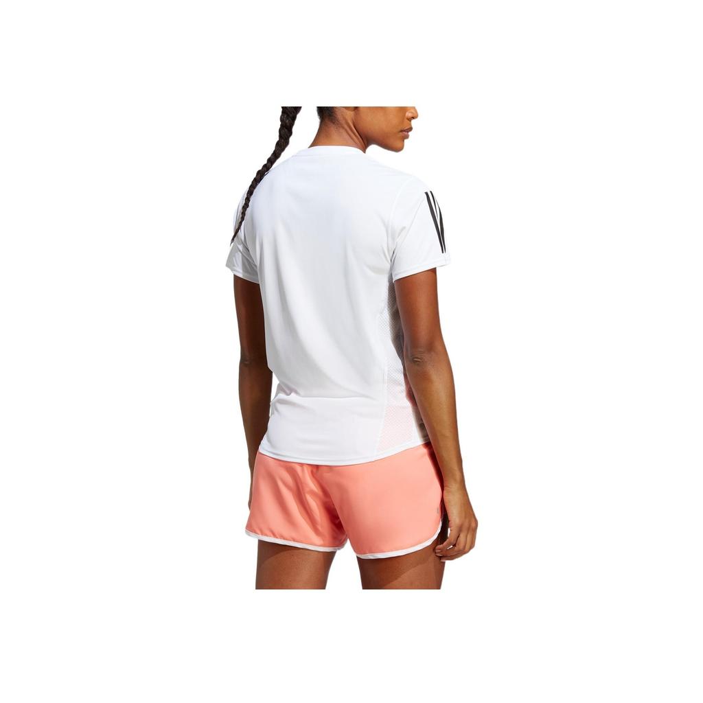 Adidas Own The Run Striped Logo Print Round Neck Short Sleeve Tee Women Tops White IC5189
