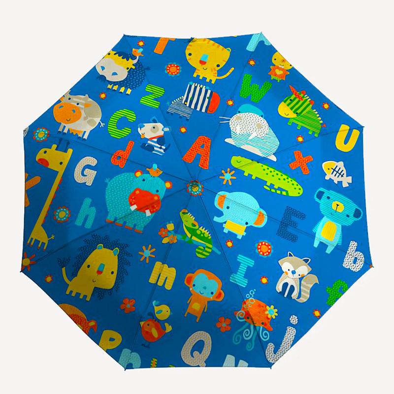 1pc Alphabet Zoo Adventure Umbrella with Plastic Handle,Suitable for All Seasons UmbrellaPT468