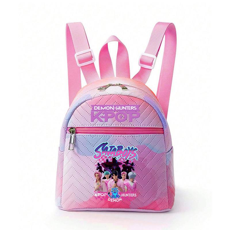 Kpop Synthetic Leather School Backpack for Girls Lightweight Candy Color Campus Bag