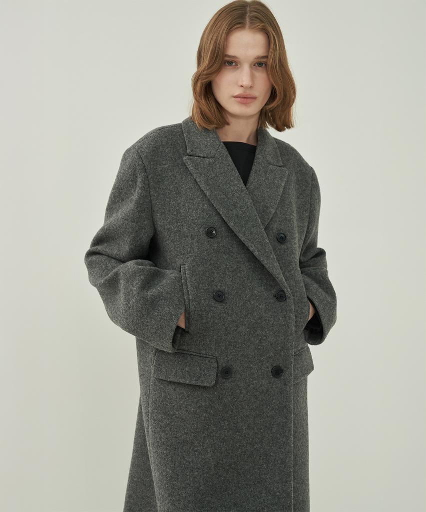 MOTT Wool Double Long Coat - Gray