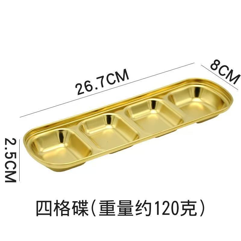 Stainless Steel 3-compartment Dip Tray Seasoning Sauce Seasoning Tray BBQ Restaurant Cutlery Tableware Gravy Boats