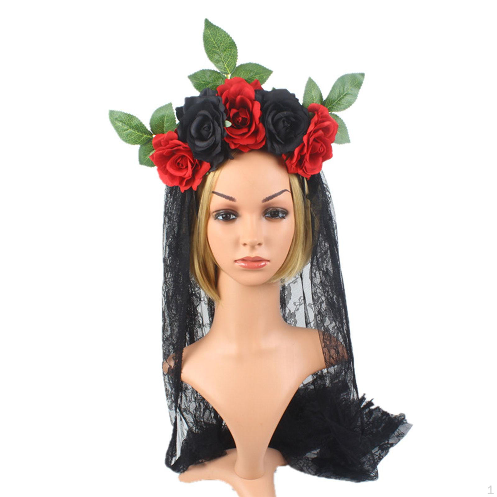 

Хэллоуин Цветочная корона повязка на голову костюм аксессуар для вечеринки косплей ролевые игры Red and Black