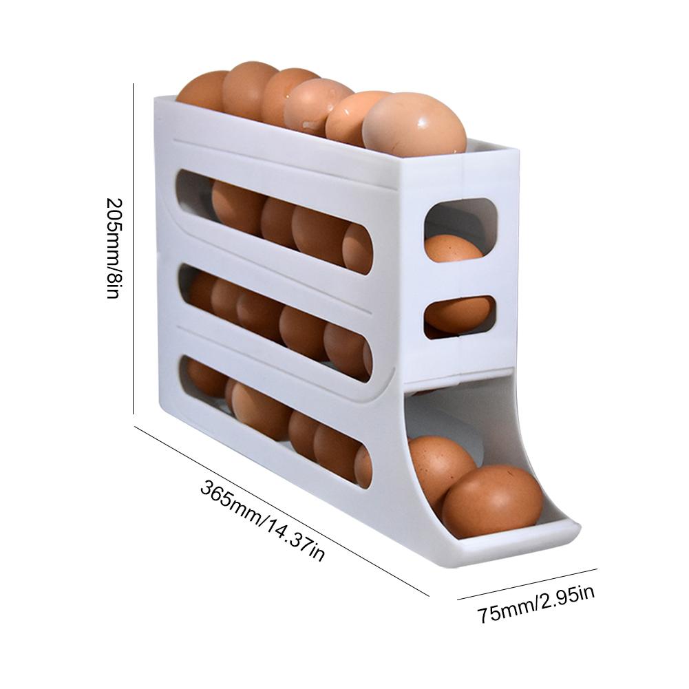4 Layers Automatic Rolling Egg Holder Rack Fridge Egg Storage Box Container Kitchen Refrigerator Egg Dispenser Fridge Organizer