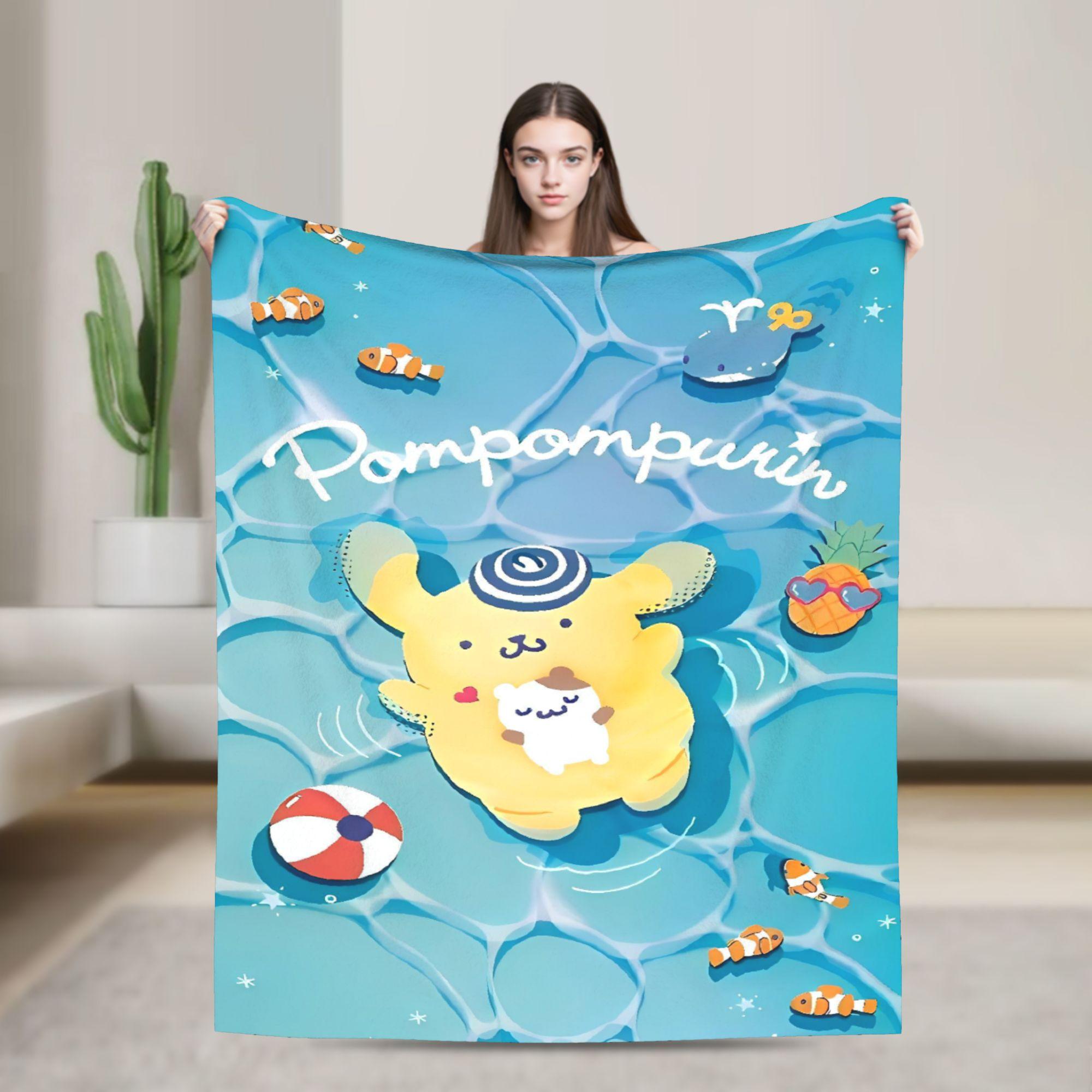 

Помпомпурин Мультяшный Аниме Принт Одеяла Пикник Фланелевый Плед Для Улицы Теплый Дизайн Качество Покрывало Подарок 30x40in