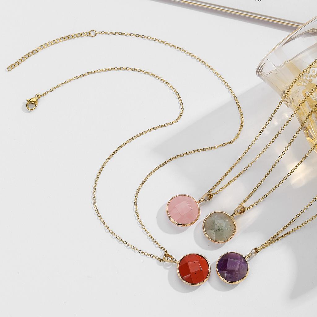 Natural crystal pendant, cut surface, amethyst necklace, semi precious gemstone necklace, Bohemian jewelry