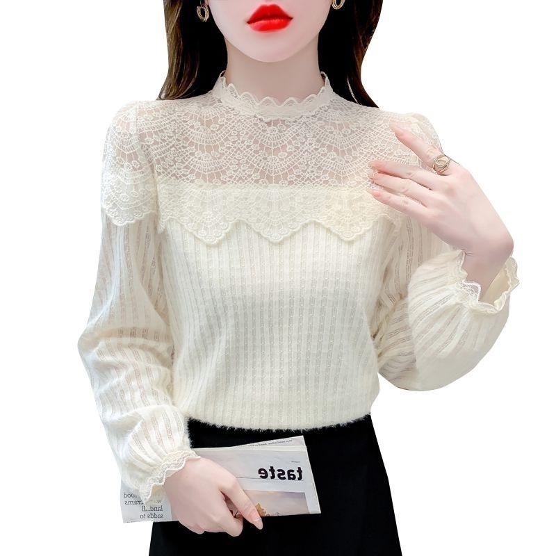 Autumn Winter 2025 Stylish Slimming French Fleece Lace Layer Top