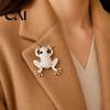 Unique Alloy Jewelry Frog for Women, Rhinestone Stud Earrings, Sparkly Cute Cool Personality Earrings Animal Brooch Pin, Vintage Boho Summer