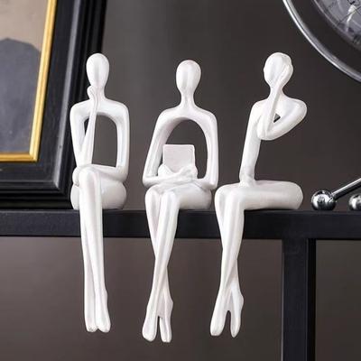 3-Piece Abstract Human Figure Sculpture Set, Modern Resin Art Statues for Home Office Desk Shelf Decor, Unique Artistic Gift