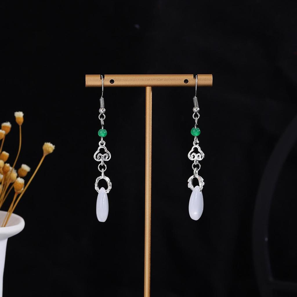 Elegant Butterfly Water Drop Pearl Tassel Earrings for Women - Traditional Qipao Style