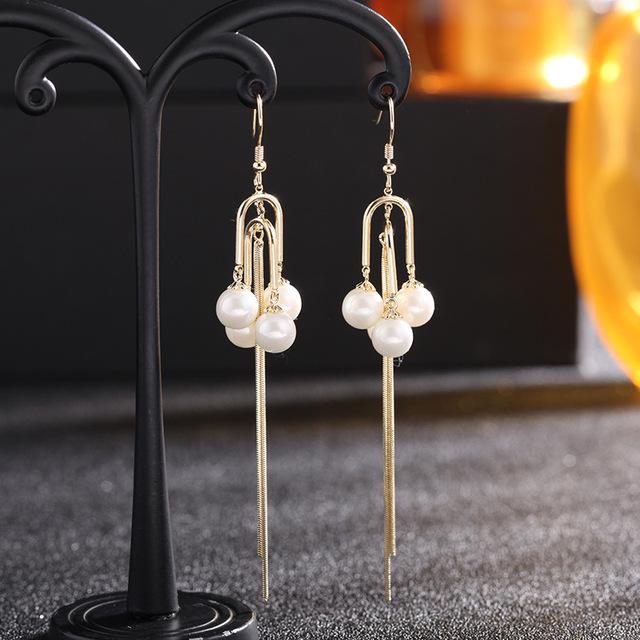 

Роскошные свадебные серьги с жемчугом для женщин, модные бусины с кисточками, висячие брендовые украшения 2022, романтические свадебные серьги белый