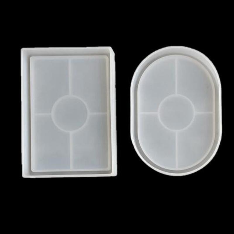 Agate Tray Silicone Molds Epoxy Resin Casting Molds for Jewelry Plate Rolling Tray Soap Dish Making Oval Rectangular