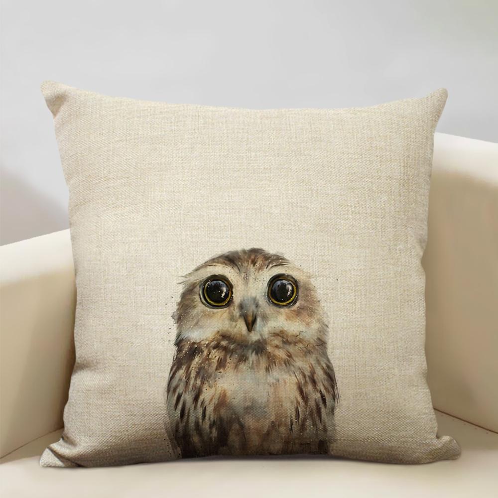 Animal Portrait Bear Lion Tiger Deer Cushion Cover Home Decoration Linen Pillow Cover 45x45cm Sofa Pillow Case Children's Gift