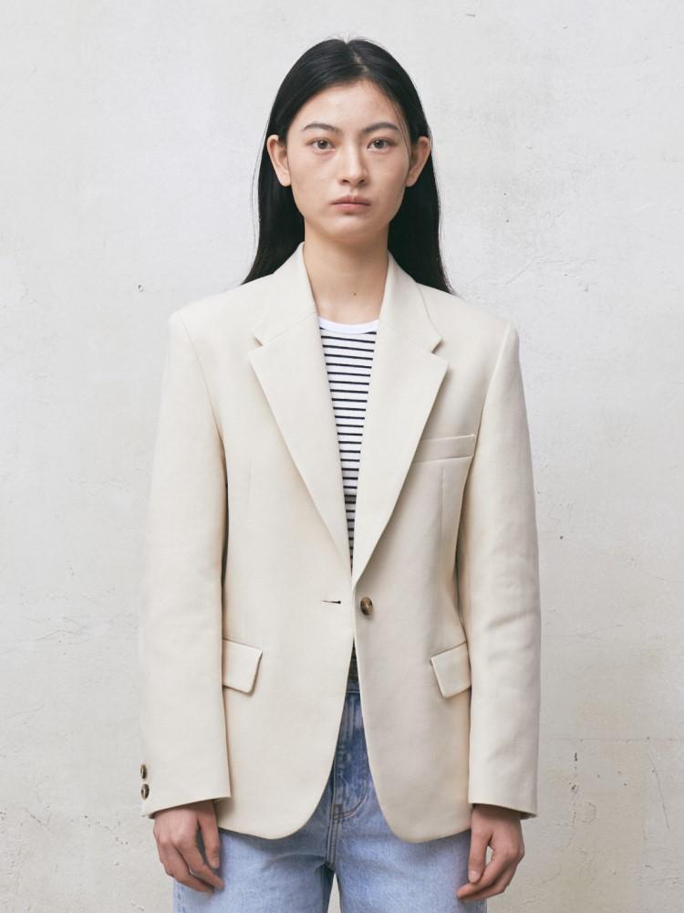 Cote28-1 Cotton One-Button Jacket