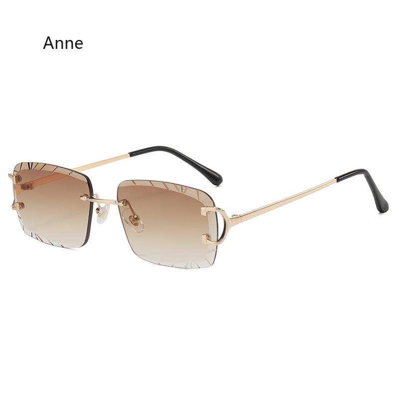 Square Rimless Glasses Trend Metal High-grade Men's and Women's Sunglasses Street SSunglasses Gafas De Sol